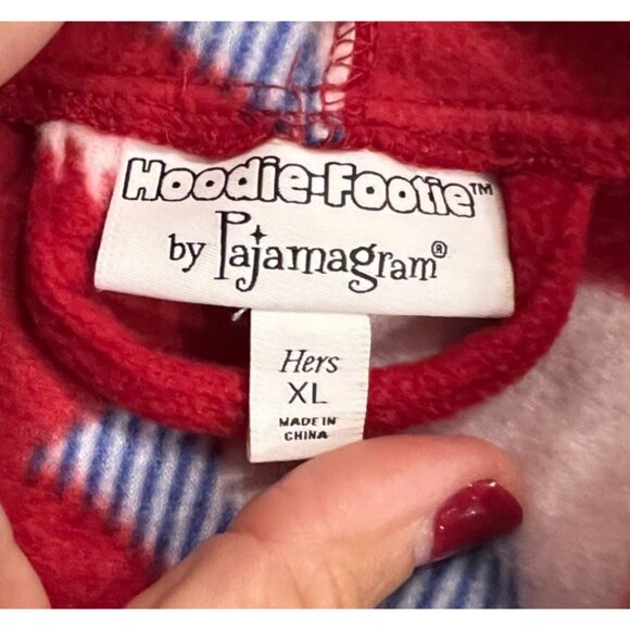 Hoodie-Footie Red Christmas Pajamagrams Set Hers XL Pet S/M Holiday Matching PJs - Picture 10 of 16